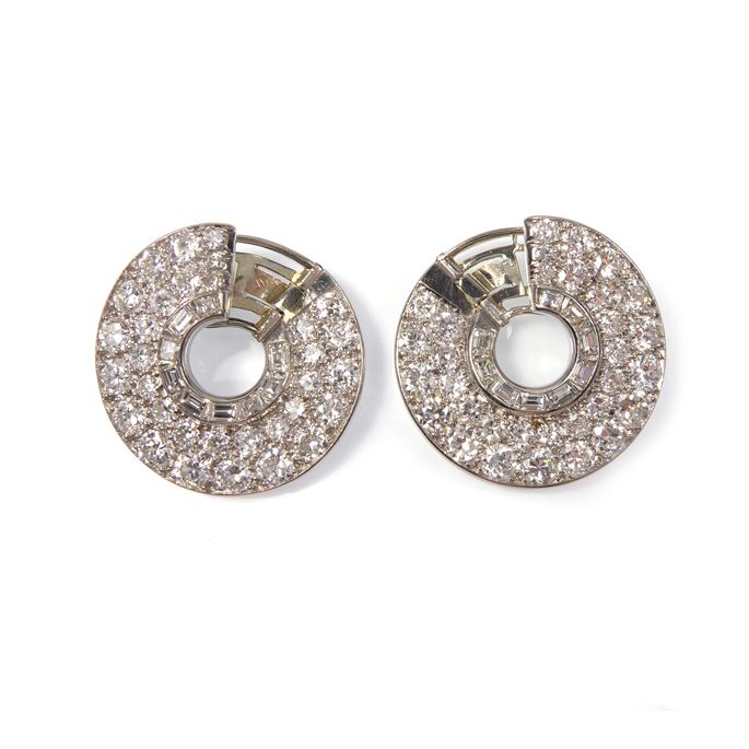   Van Cleef &amp; Arpels - Pair of Art Deco pave diamond circle hoop earrings | MasterArt